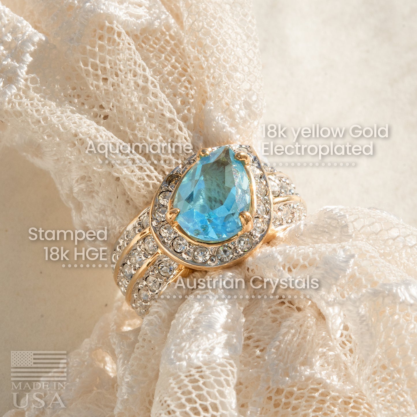 Vintage Ring 1980s Ring Austrian Crystals 18k Gold Electroplated Womens Statement Birtstone Ring