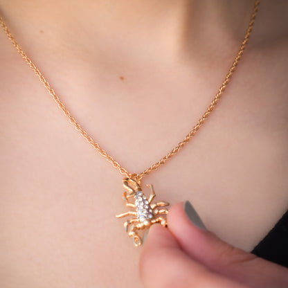 Vintage Gold Electroplated Zodiac Pendant Necklace with Austrian Crystals jewelry image 1