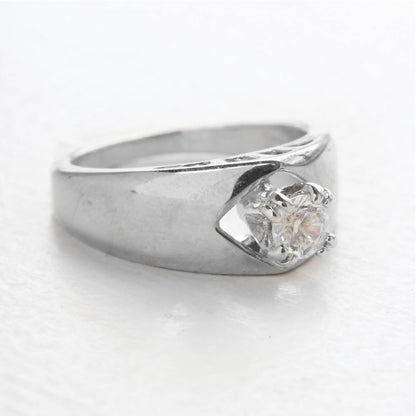 Vintage Ring Austrian Crystal 18k White Gold Electroplated Engagement Ring