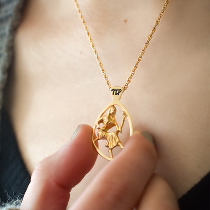 Vintage Gold Astrology Zodiac Pendant Necklace