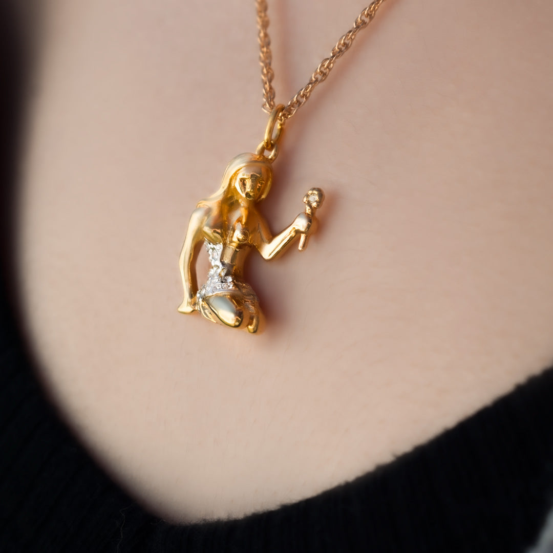 Vintage Gold Electroplated Zodiac Pendant Necklace with Austrian Crystals jewelry image 1
