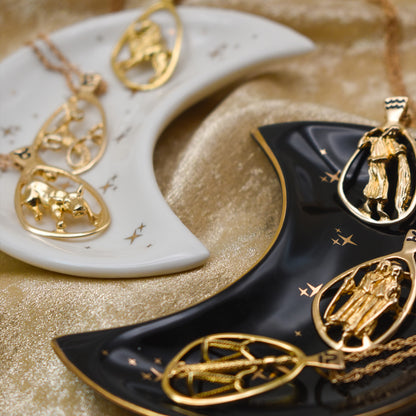 Vintage Gold Astrology Zodiac Pendant Necklace