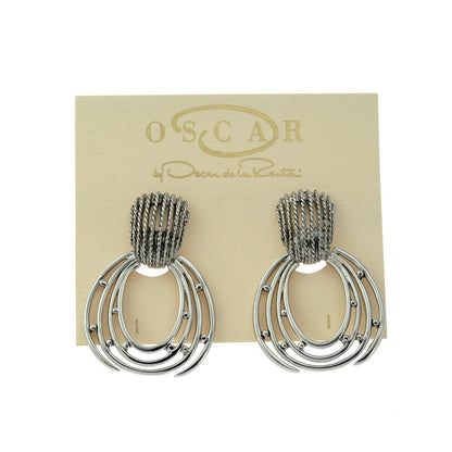 Vintage Oscar de la Renta Signed Silver Tone Dangle Earrings