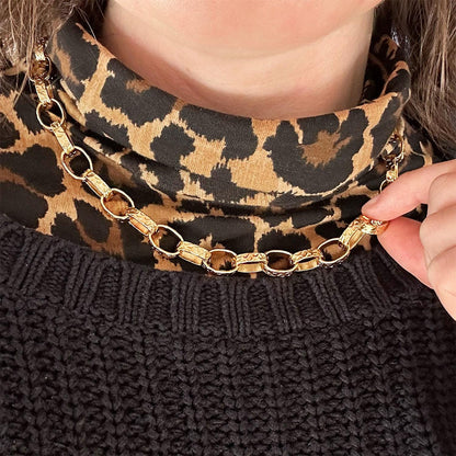 Womens Vintage Oscar De La Renta Stamped Gold 18 Inch Textured Link Necklace