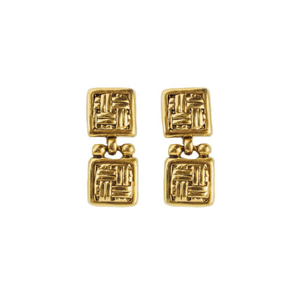Vintage Oscar de la Renta Signed Gold Plated Dangle Earrings