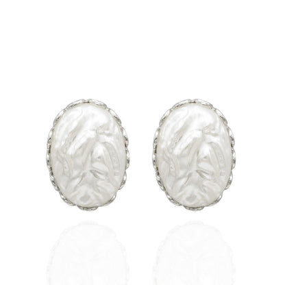 Vintage Womens Pearl Earrings Silver Classic Antique Post Button Earring. Mabe Pearl Great Birthday gift for June Birthdays or Mother's Day