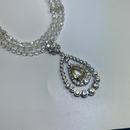 Vintage Oscar De La Renta Beautiful 16" Yellow & ClearAustrian Crystal Necklace Antique Jewelry Designer Antique Jewelry for Women Bride