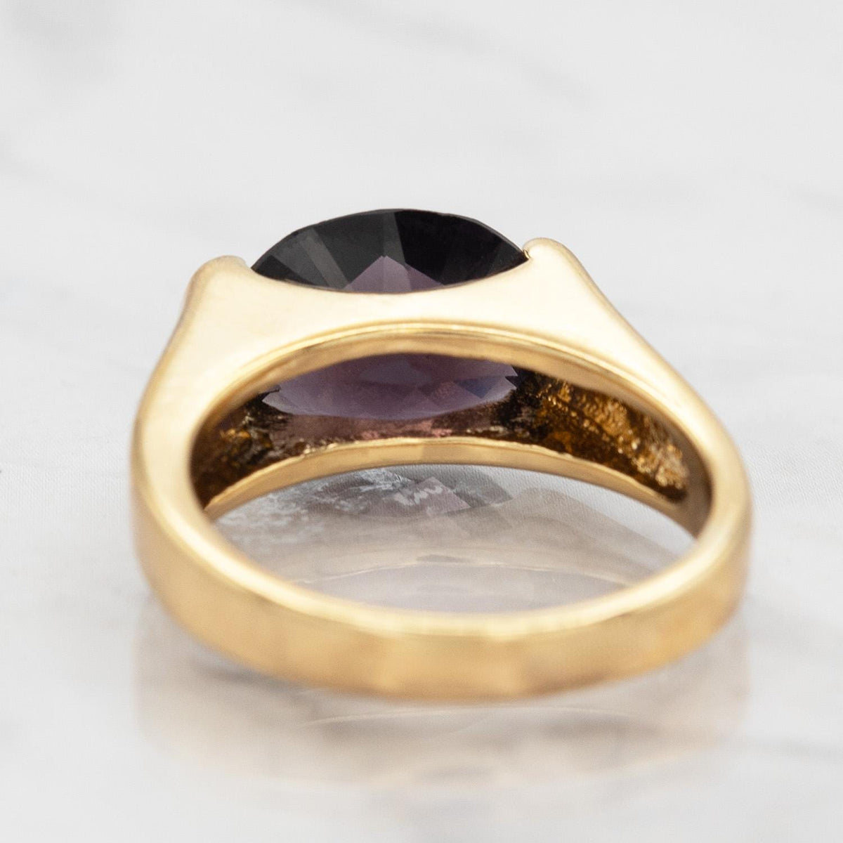 Vintage Womens Amethyst Austrian Crystal Ring 18k Yellow Gold Electroplated February Birthstone