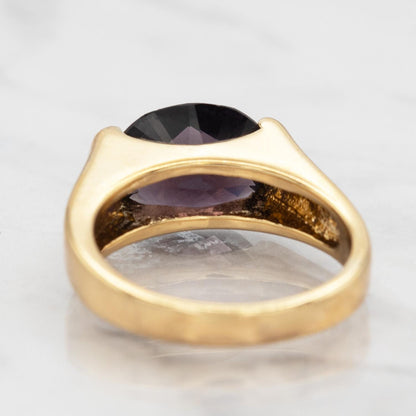 Vintage Womens Amethyst Austrian Crystal Ring 18k Yellow Gold Electroplated February Birthstone