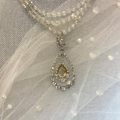Vintage Oscar De La Renta Beautiful 16" Yellow & ClearAustrian Crystal Necklace Antique Jewelry Designer Antique Jewelry for Women Bride
