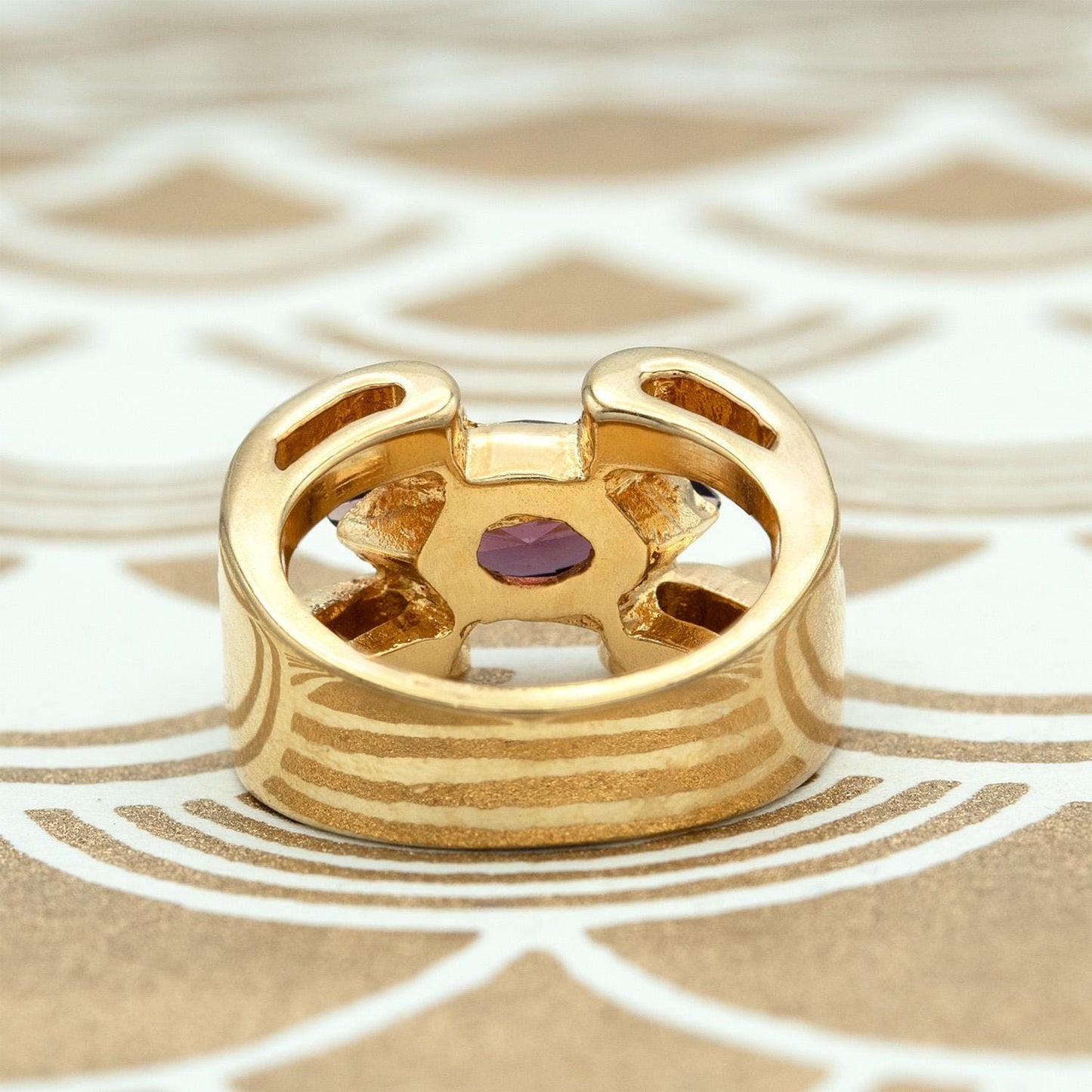 Vintage Marquise  Ring Cubic Zirconia 18k Gold Electroplated Handmade Antique Jewelry Rings Purple for Women February Birthstone