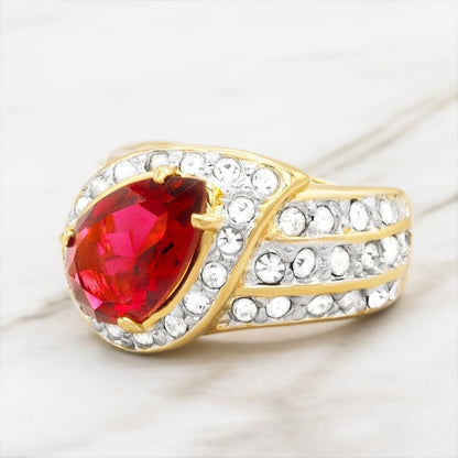Vintage Ring 1980s Ring Austrian Crystals 18k Gold Electroplated Womens Statement Birtstone Ring
