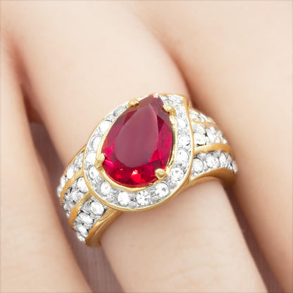 Vintage Ring 1980s Ring Austrian Crystals 18k Gold Electroplated Womens Statement Birtstone Ring