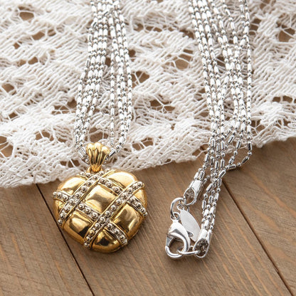 Womens Vintage Oscar De La Renta Yellow and White Gold Heart Pendant Necklace, 24 Inch Valentine's Day Gifs