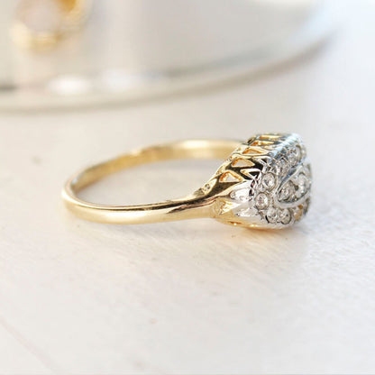 Vintage Princess Ring Made in USA Handcrafted 18kt Yellow Gold Electroplated Band Austrian Crystals