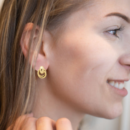 Vintage Women's Earrings Oscar de la Renta Antique Gold Pierced Earrings for Women OSE-4373
