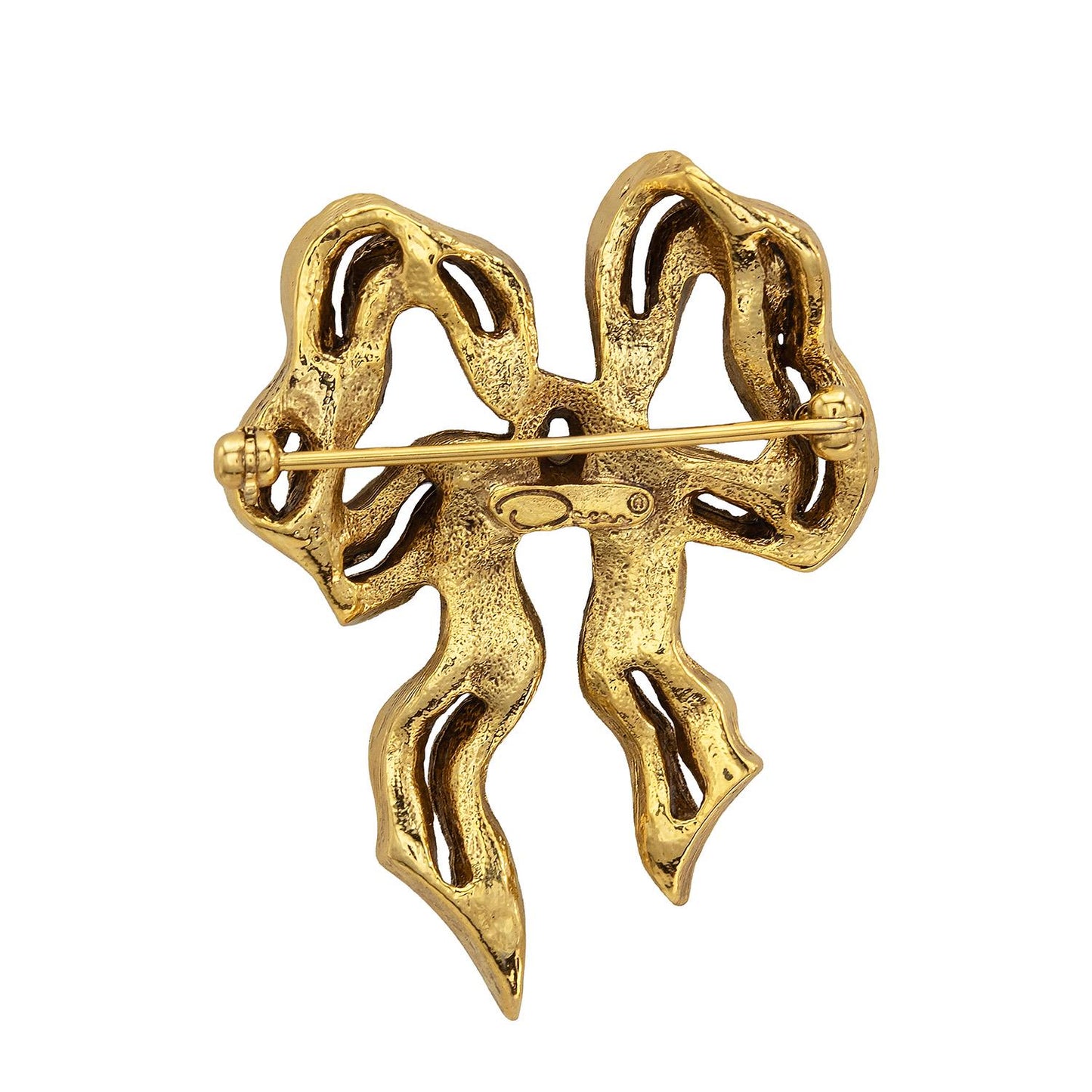 Vintage Oscar de la Renta Bow Brooch Gold Pin Luxury Designer Jewelry Womans Antique Estate Jewelry