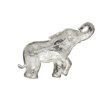 Vintage Women's Brooch Pin Antique Silver Plated Elephant with Black Crystal Eye Good Luck Only One Available