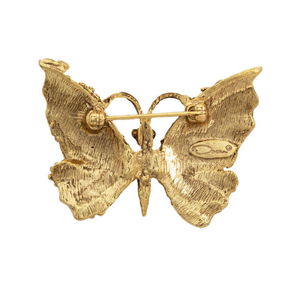 Vintage Oscar de la Renta Butterfly Brooch Gold Pin Luxury Designer Jewelry Womans