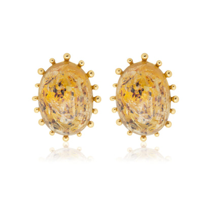 Vintage Women's Earrings Oscar de la Renta Gold Clip Earrings Oval Design 1" OSE-13491