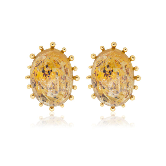 Vintage Women's Earrings Oscar de la Renta Gold Clip Earrings Oval Design 1" OSE-13491