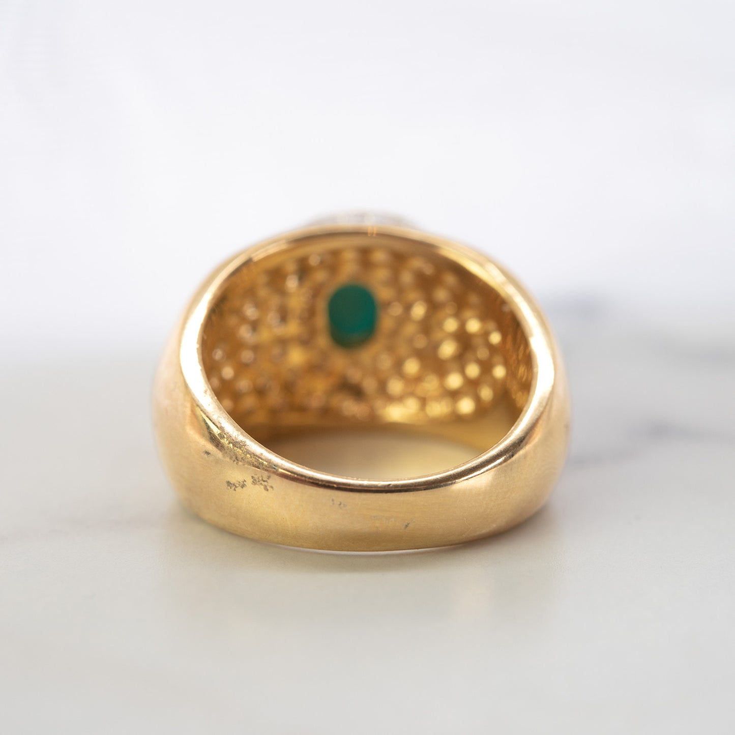 Womens Vintage Ring Turquoise Glass Bead Austrian Crystals Cocktail Ring
