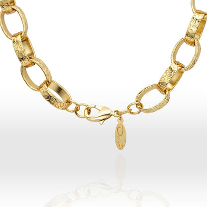 Womens Vintage Oscar De La Renta Stamped Gold 18 Inch Textured Link Necklace