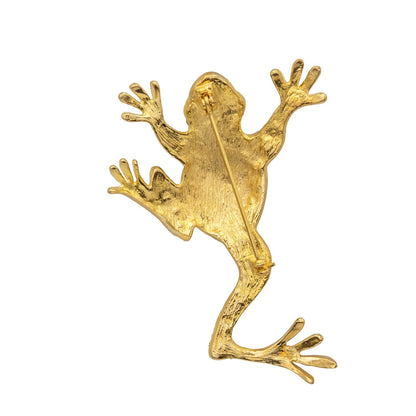 Vintage Women's Brooch Pin Frog Clear Crystals & Emerald Eyes Only One Available