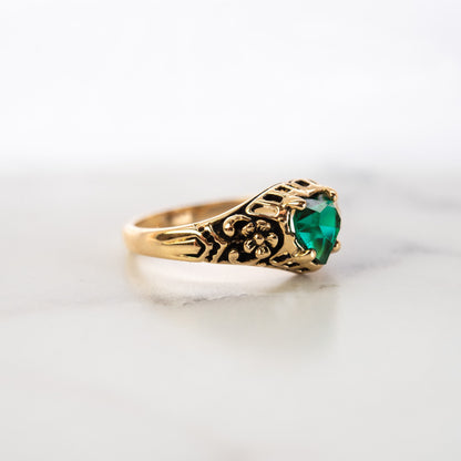 Women's Vintage Ring Austrian Crystal Antique 18k Gold Electroplated Filigree Ring R1375 Vintage Womans Ornate Antique Jewelry