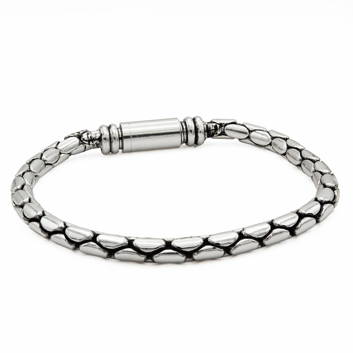 Vintage Oscar De La Renta 7.5" Antiqued White Gold Tone Bracelet Bracelets Jewelry Handmade Antique Designer for Women Magnetic Clasp