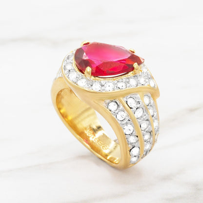 Vintage Ring 1980s Ring Austrian Crystals 18k Gold Electroplated Womens Statement Birtstone Ring
