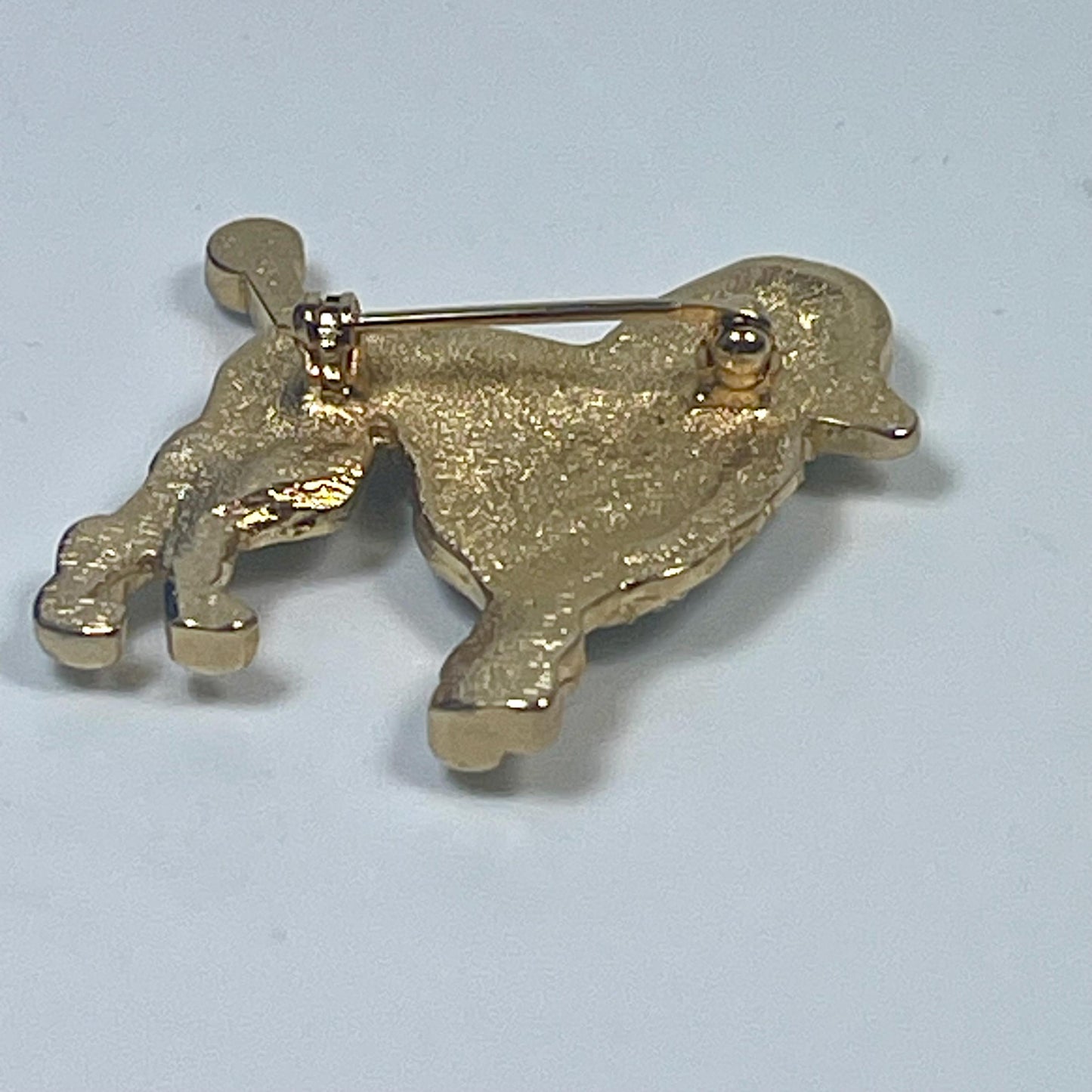 Vintage Fancy Poodle Brooch Pin Clear Swarovski Crystals 18k Gold Antique Jewelry for Woman Limited Stock Never Worn Women's Gold Lapel Pin