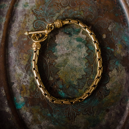 Vintage Oscar De La Renta 7.5" Antiqued Gold Tone Bracelet #OSB-130-G