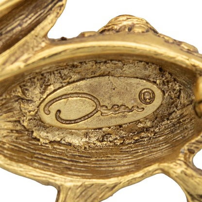 Vintage Oscar de la Renta Fancy Frog Brooch Gold Pin Luxury Designer Jewelry Womans