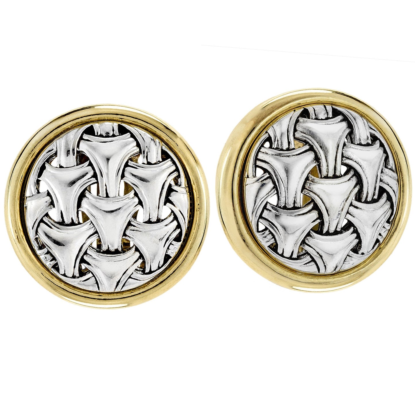 Vintage Oscar de la Renta Clip Basket Weave Earrings OSE-636-CTT