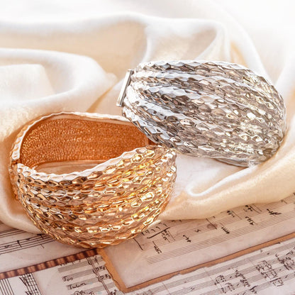 Vintage Hammered Gold Bangle Bracelet 1990s Bold Wide Statement Cuff Hinged Gold Plated Bracelet Bracelets Jewelry Antique for Women