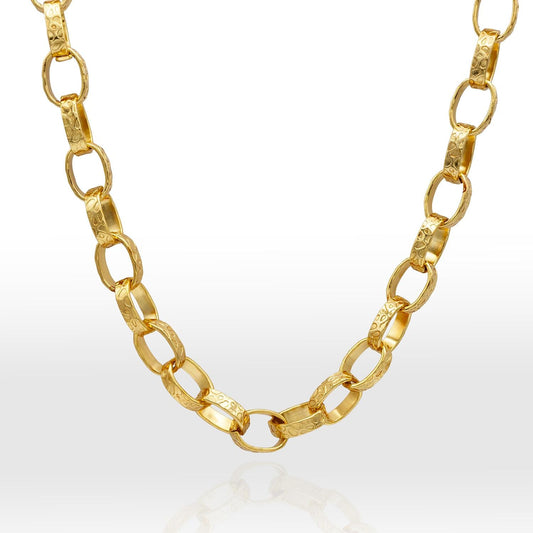 Womens Vintage Oscar De La Renta Stamped Gold 18 Inch Textured Link Necklace