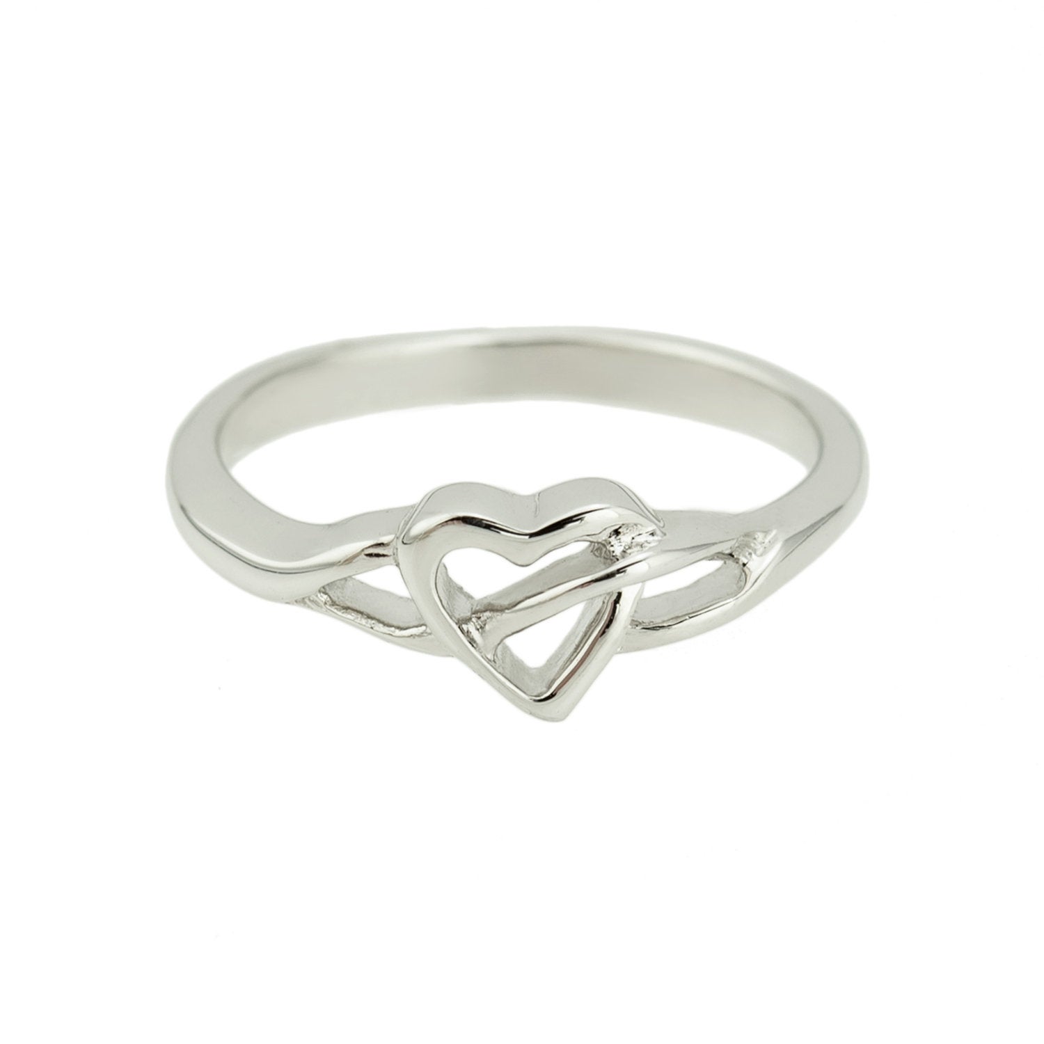 Vintage 1980s Heart 18kt White Gold Electroplated Ring Made in USA