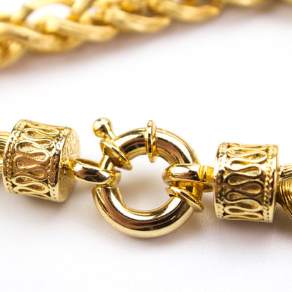 Vintage Oscar De La Renta 7" Gold Tone Woven Spring Ring Bracelet Clasp #OS142