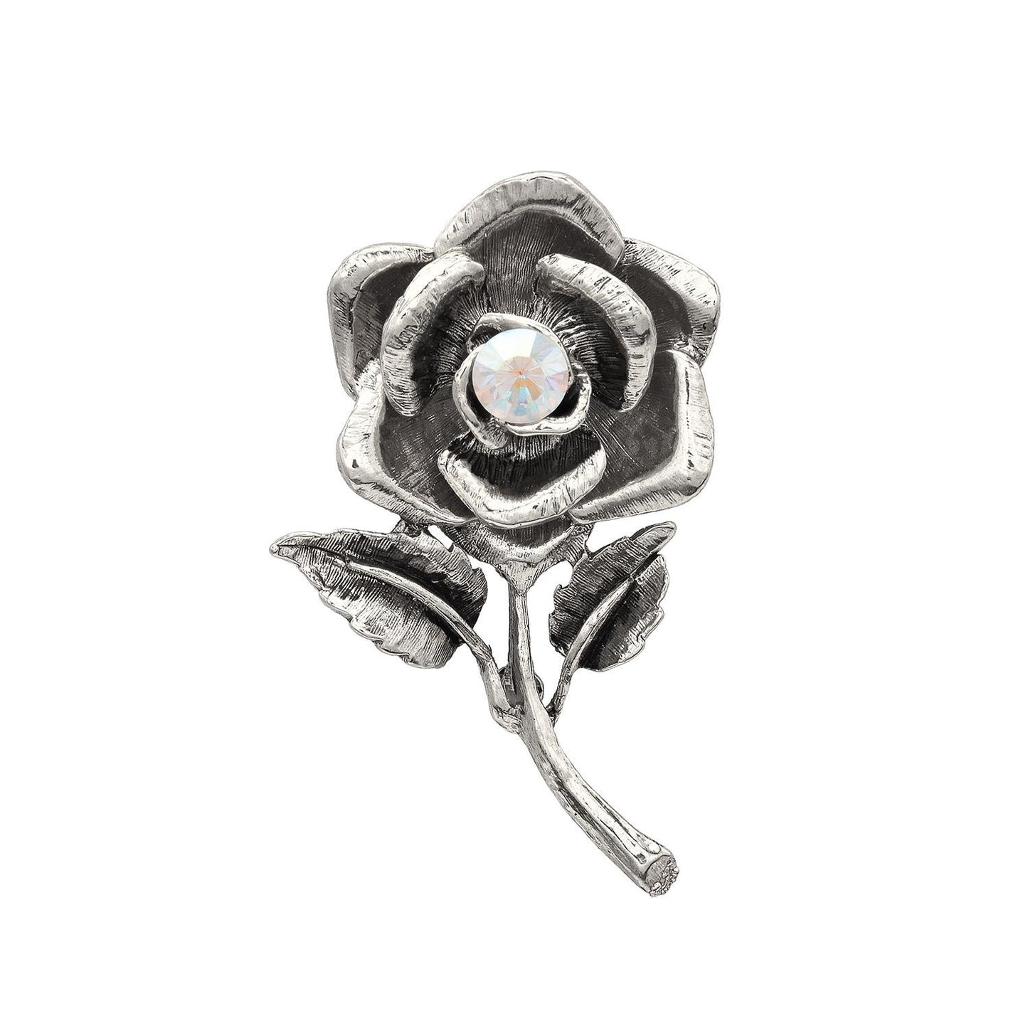 Vintage Oscar de la Renta Rose Brooch White Gold Pin Luxury Designer Jewelry Womans Antique Estate Jewelry