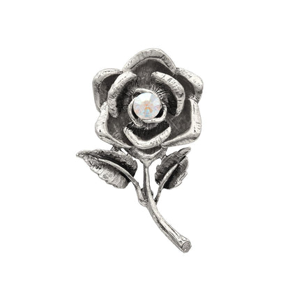 Vintage Oscar de la Renta Rose Brooch White Gold Pin Luxury Designer Jewelry Womans Antique Estate Jewelry