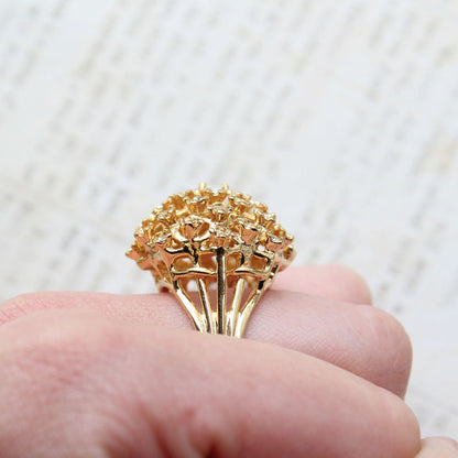 Vintage 1970s Cocktail Cluster Ring with Clear Austrian Crystals – 18k Gold Electroplated – Made in USA jewelry image 1