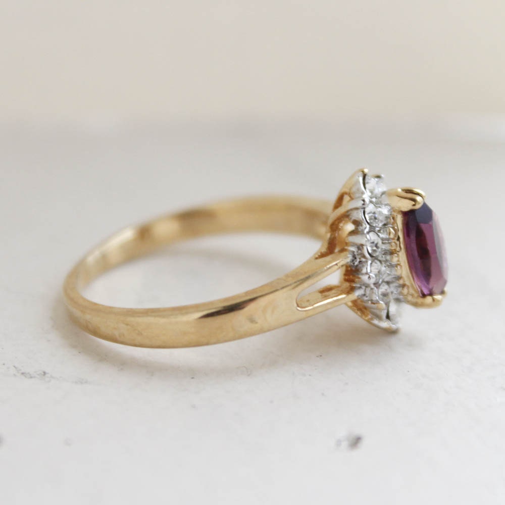 Vintage 1980s Aquamarine Austrian Crystal Ring with Clear Crystal Halo - 18kt Yellow Gold Electroplated jewelry image 1