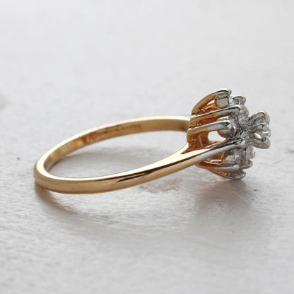 Vintage Clear Austrian Crystal Flower Motif Cocktail Ring in 18kt Gold Electroplate jewelry image 1