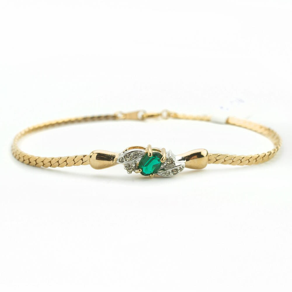 Vintage Light Topaz and Clear Swarovski Crystal 18kt Gold Electroplated Bracelet jewelry image 1