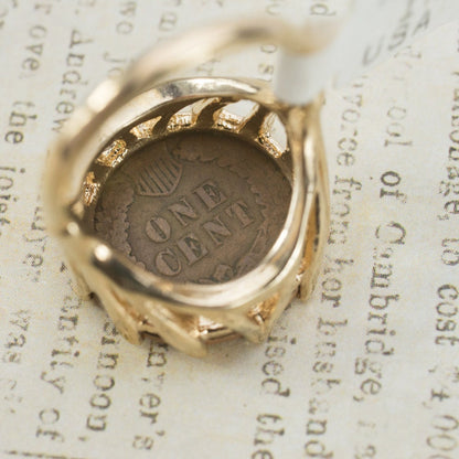 Vintage Indian Head Copper Penny Coin Ring – 18k Gold Electroplated – Made in USA jewelry image 1