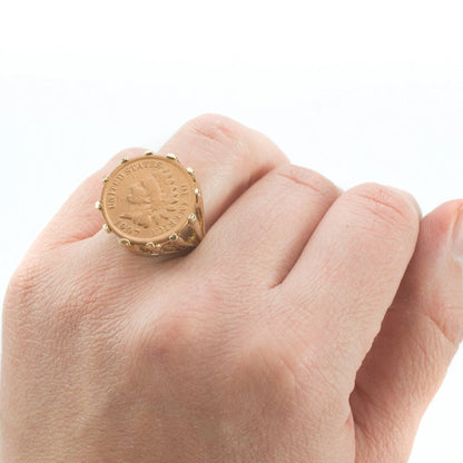 Vintage Indian Head Copper Penny Coin Ring – 18k Gold Electroplated – Made in USA jewelry image 1