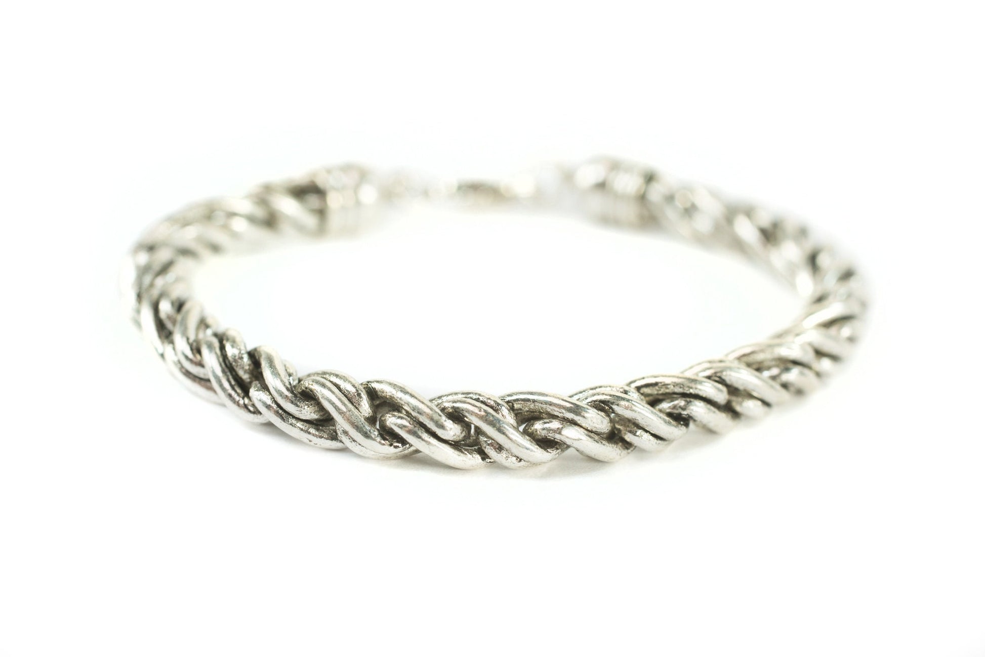 Vintage Oscar de la Renta Silver Tone Twisted Rope Chain Bracelet 8" jewelry image 1