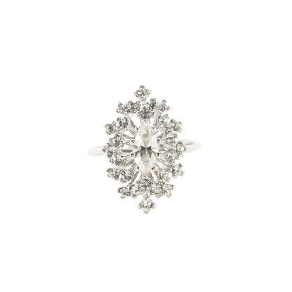 Vintage Marquise Clear Crystal Cocktail Ring - 18kt Yellow Gold Electroplated jewelry image 1