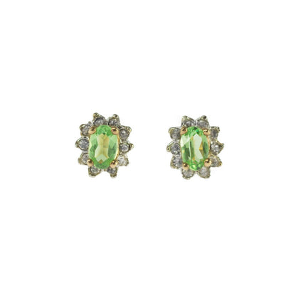 Vintage 18k Gold Electroplated Peridot and Clear Swarovski Crystal Post Earrings jewelry image 1